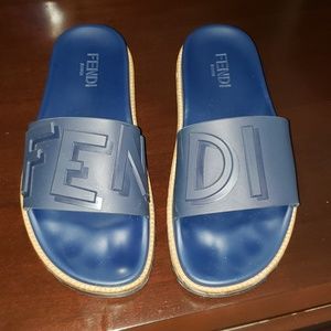 fendi blue slides